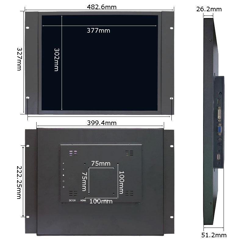 IronView 19 inch 5:4 industrial monitor engineering drawing