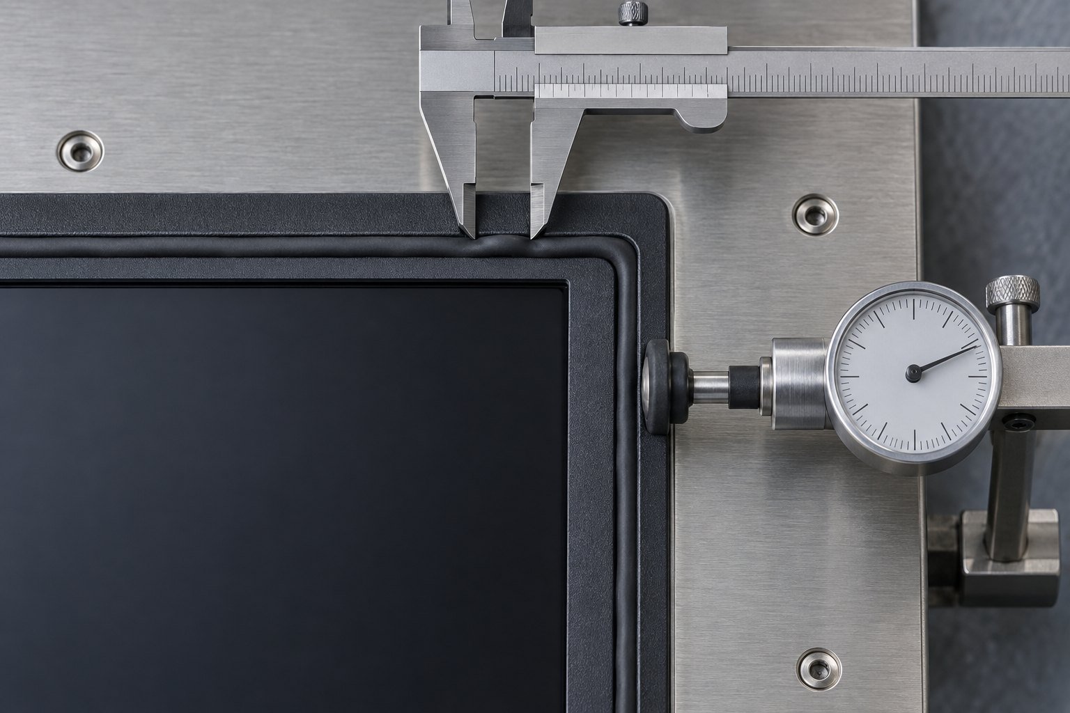 Measure the gasket before spraying 19 industrial monitor gasket compression measured around a panel-mount bezel